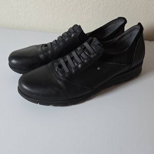 Fluchos Women's Leather Susan Sporty Style Derby Shoes Black Size 40